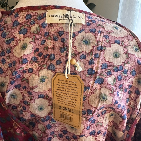 Natural Life Sara Embroidered Mini Dress - Cranberry Floral - XS - Picture 3 of 6